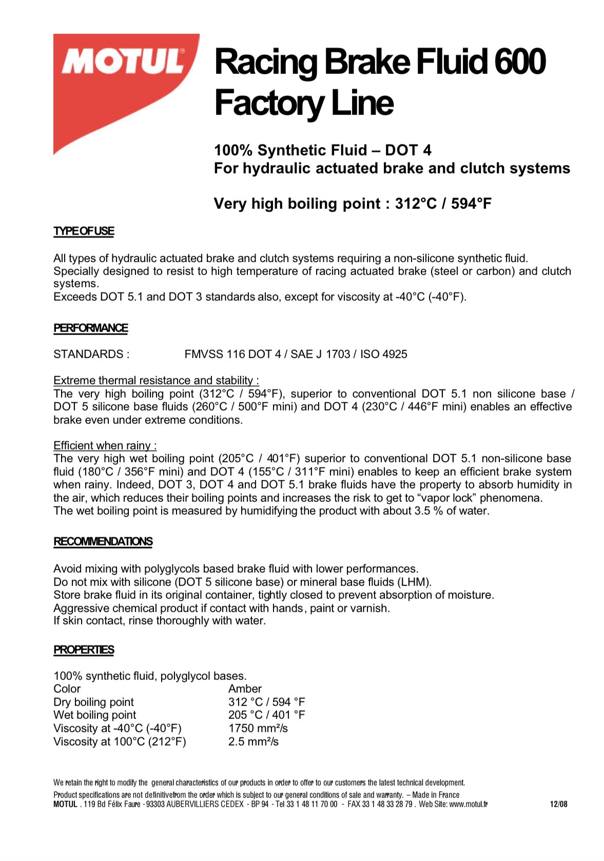 Motul Racing Brake Fluid RBF 600 - Hoogwaardige Remvloeistof voor Optimale Prestaties