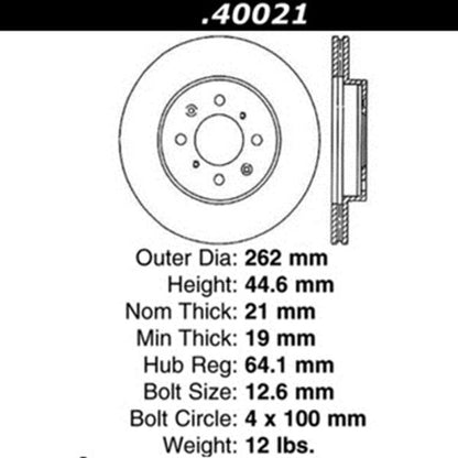 Front Brake Discs (262mm / 4x100) for Honda Civic EJ1 Coupe 1994–1996 1.6 ESI – C-Tek Standard