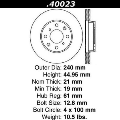Front Brake Discs (240mm / 4x100) for Honda Civic EJ2 Coupe 1994–1996 – C-Tek Drilled & Slotted